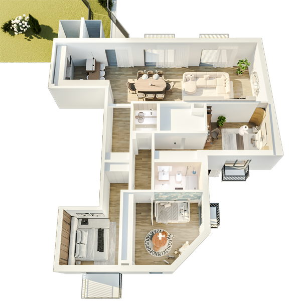 Layout t3 planta 3d